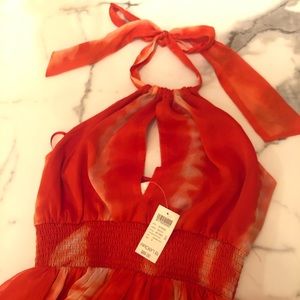 Arden B Orange Tye-Dye Maxi Dress